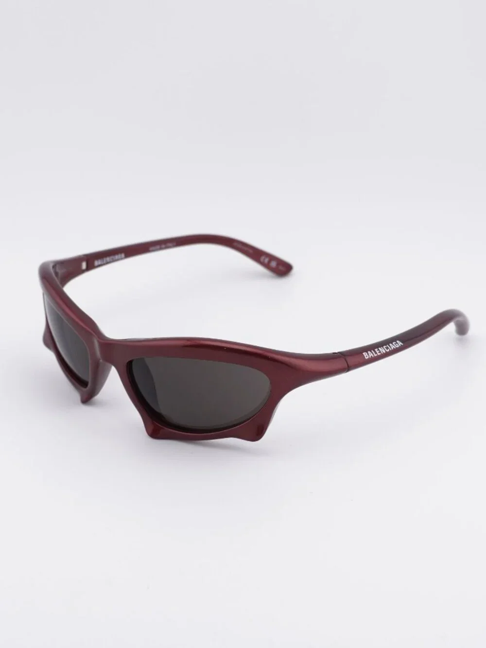 Balenciaga BB0229S 005 Sunglasses Bordeaux Oval Frame, Grey Lenses
